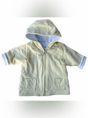 Petit Bateau Celery Green Terry Hooded Zip Jacket Coat Boutique RARE Quality HTF